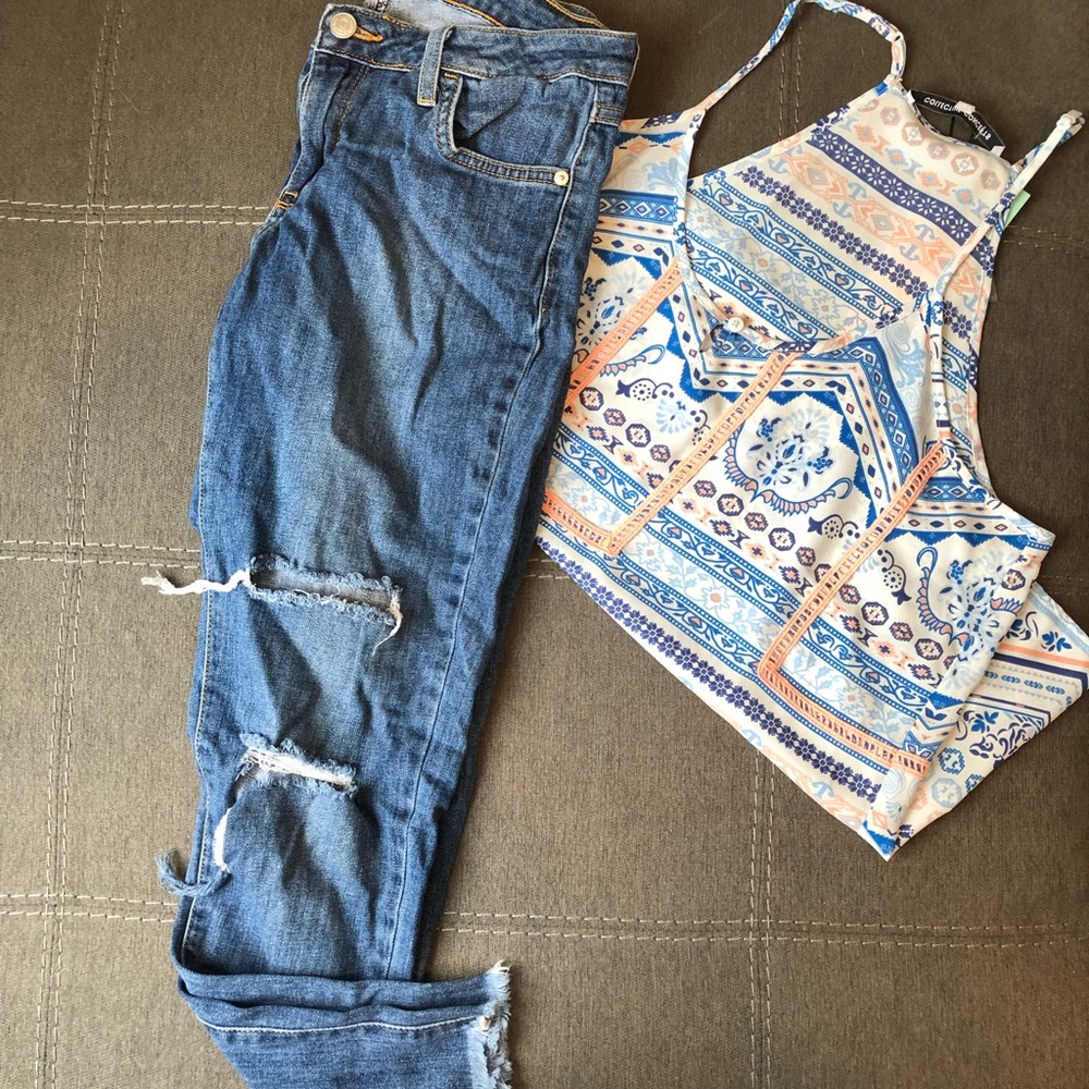 Just Black distressed jeans with frayed hem